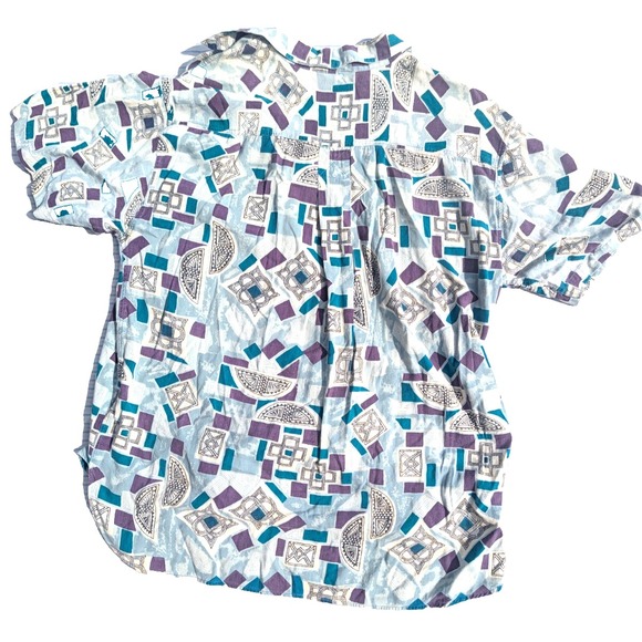 Vintage Van Heusen 417โ Men's Geometric Shirt Size XL Button Up Short Sleeve - Picture 12 of 12
